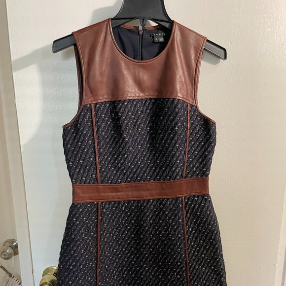 Theory Navy Faux Leather Dress 